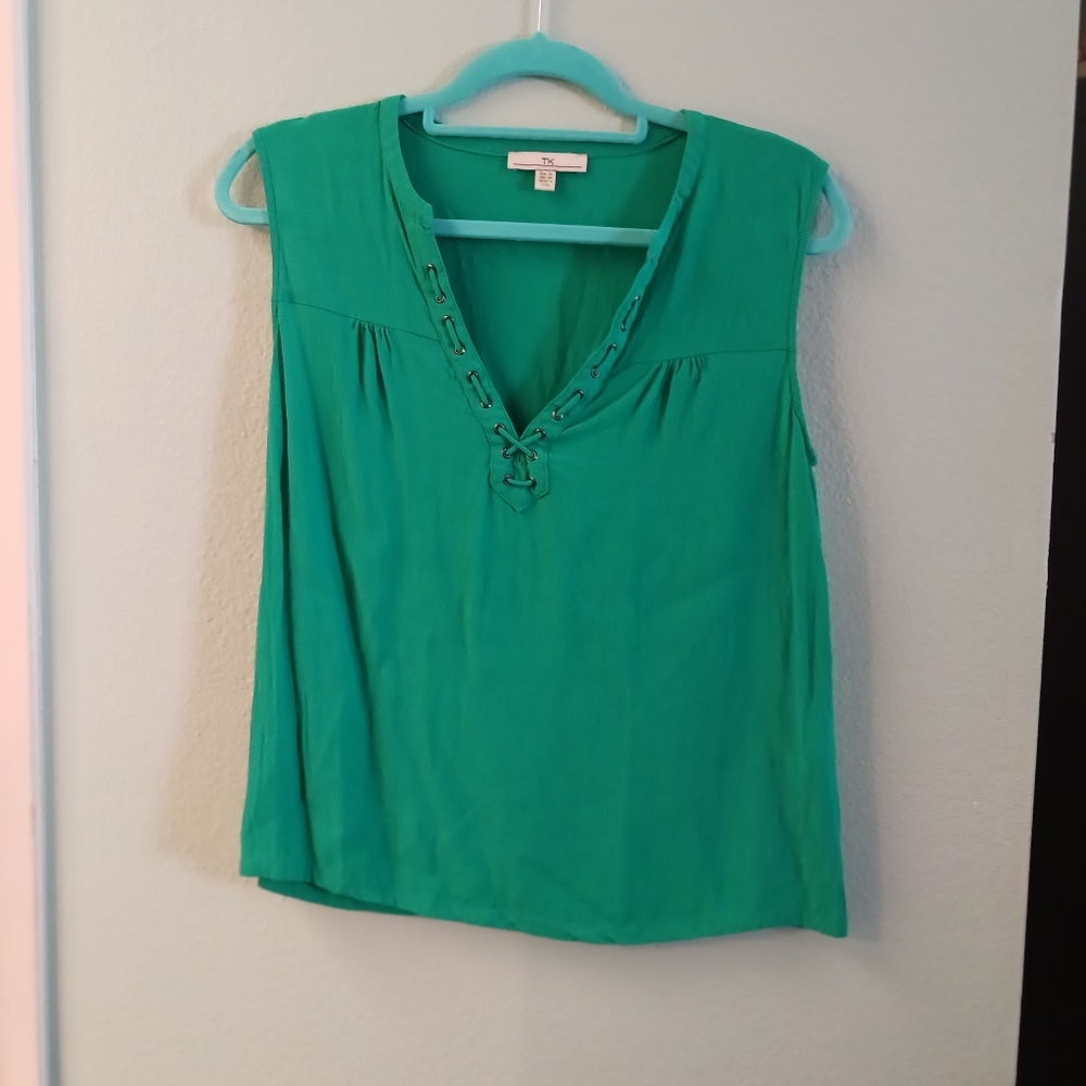 Bright Green TK Sleeveless Viscose Blouse | Size MP